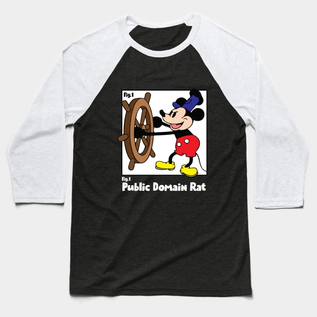 Steamboat Willie Public Domain Baseball T-Shirt by dimanch